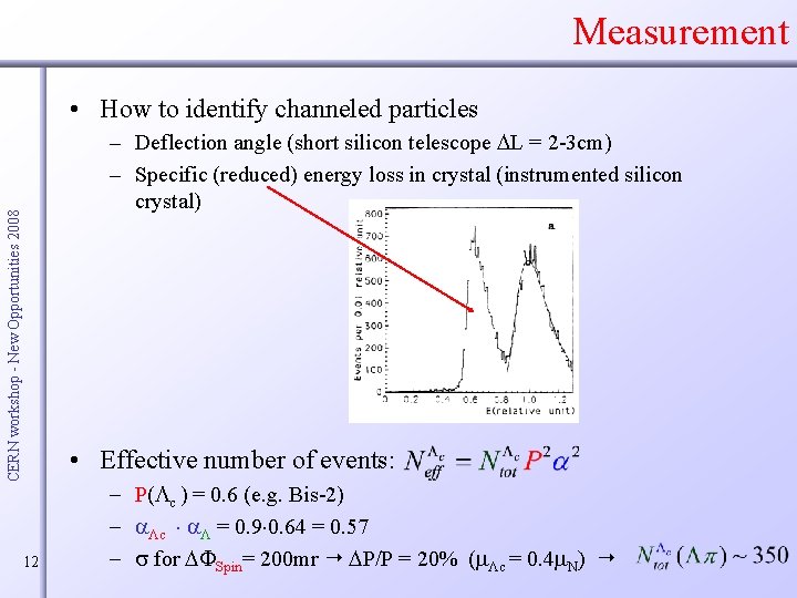 Measurement • How to identify channeled particles CERN workshop - New Opportunities 2008 –