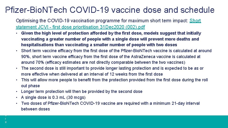 C O V I D 1 9 Pfizer-Bio. NTech COVID-19 vaccine dose and schedule