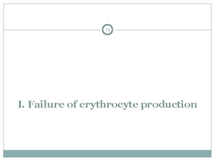 14 I. Failure of erythrocyte production 