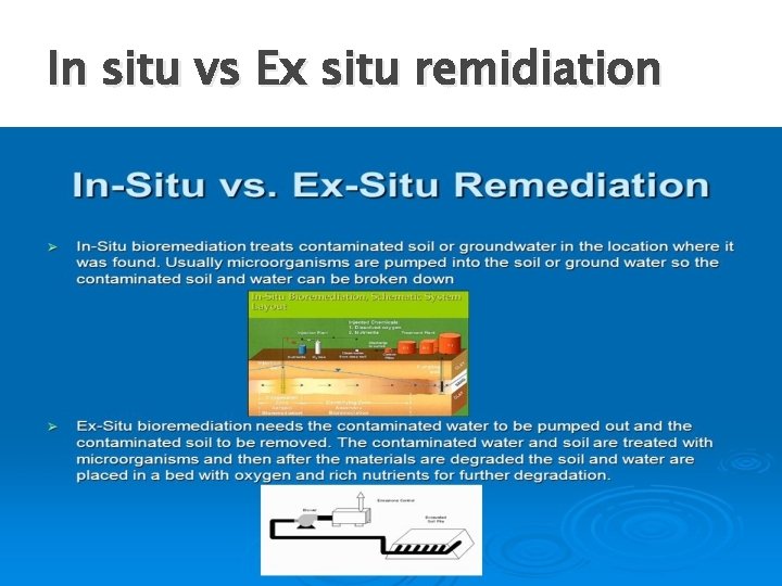 In situ vs Ex situ remidiation 