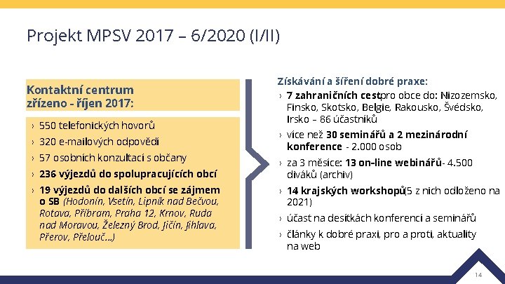 Projekt MPSV 2017 – 6/2020 (I/II) Kontaktní centrum zřízeno - říjen 2017: › 550