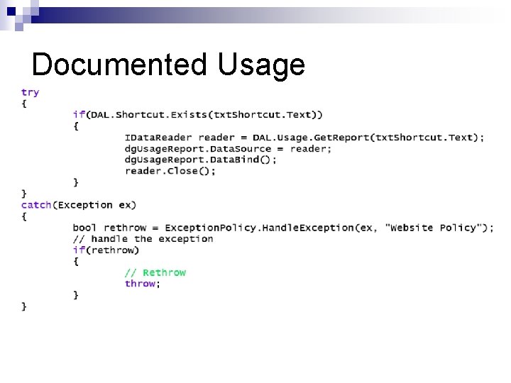 Documented Usage 