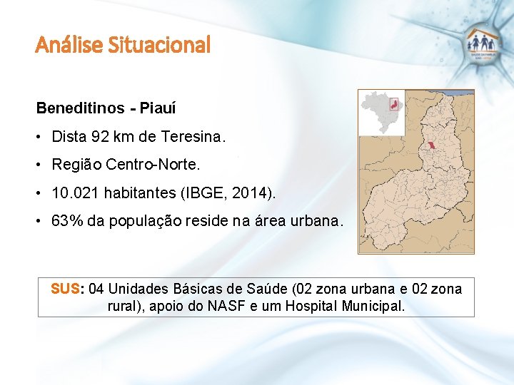 Análise Situacional Beneditinos - Piauí • Dista 92 km de Teresina. • Região Centro-Norte.