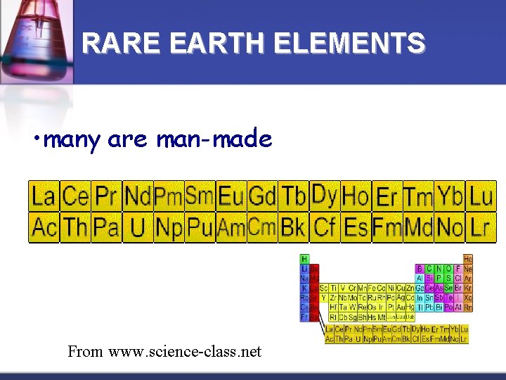 RARE EARTH ELEMENTS • many are man-made From www. science-class. net 