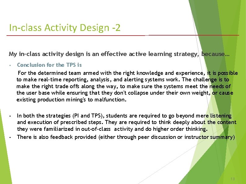 In-class Activity Design -2 My in-class activity design is an effective active learning strategy, In-class Activity Design -2 My in-class activity design is an effective active learning strategy,