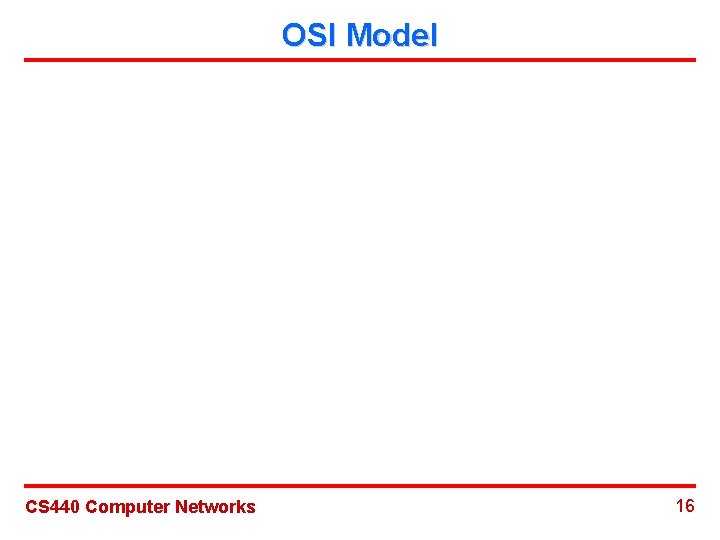 OSI Model CS 440 Computer Networks 16 