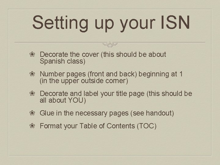 Setting up your ISN ❀ Decorate the cover (this should be about Spanish class)