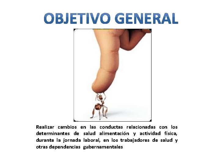 Realizar cambios en las conductas relacionadas con los determinantes de salud alimentación y actividad