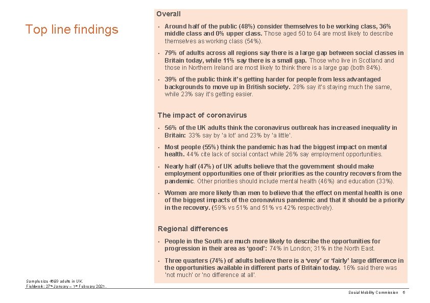 Overall Top line findings • Around half of the public (48%) consider themselves to