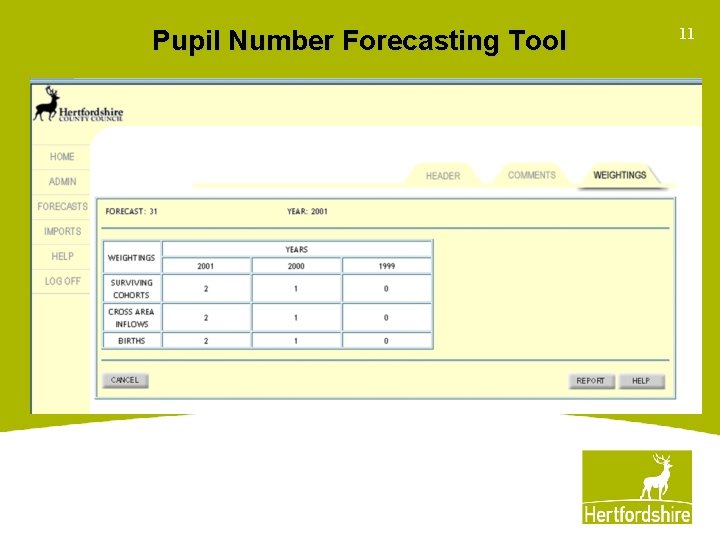 Pupil Number Forecasting Tool 11 