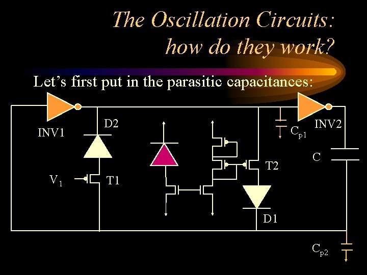 The Oscillation Circuits: how do they work? Let’s first put in the parasitic capacitances: