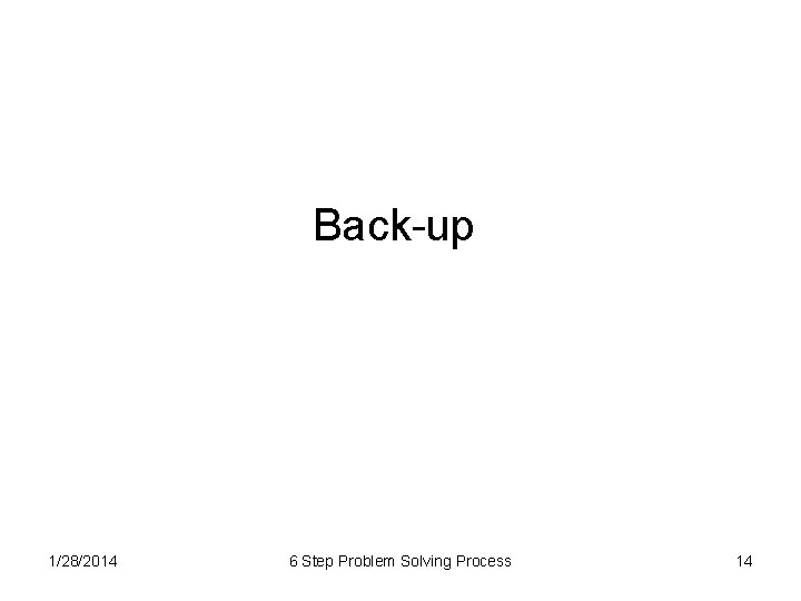 Back-up 1/28/2014 6 Step Problem Solving Process 14 