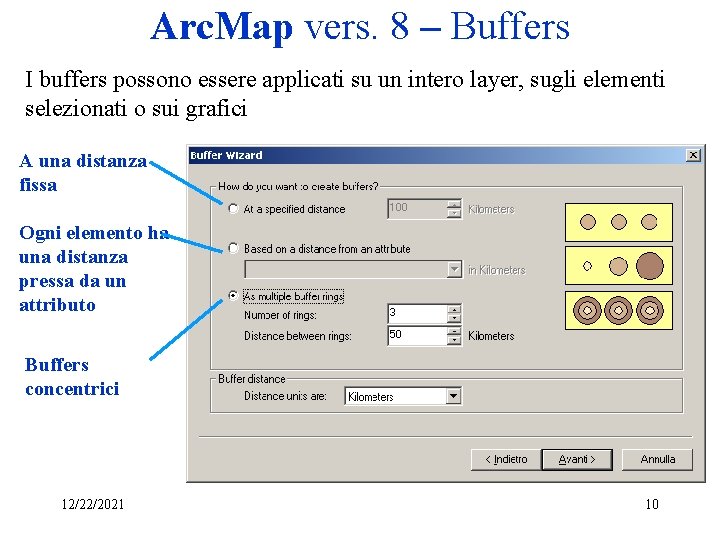 Arc. Map vers. 8 – Buffers I buffers possono essere applicati su un intero