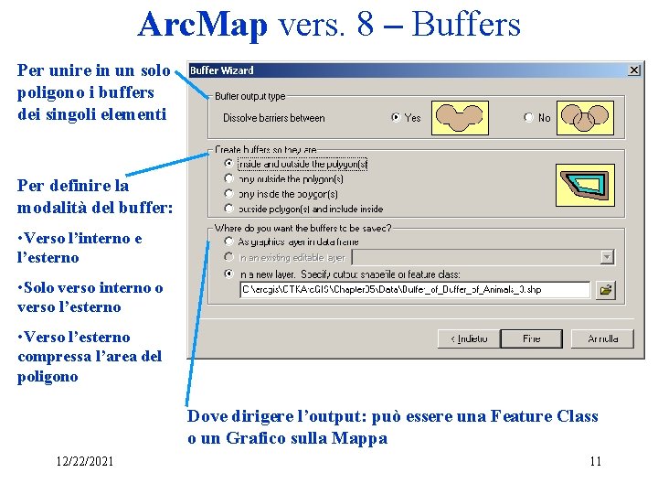 Arc. Map vers. 8 – Buffers Per unire in un solo poligono i buffers