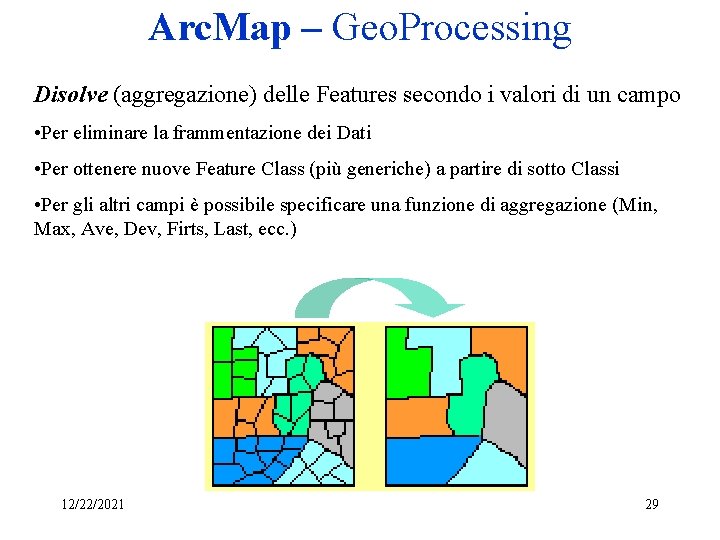 Arc. Map – Geo. Processing Disolve (aggregazione) delle Features secondo i valori di un