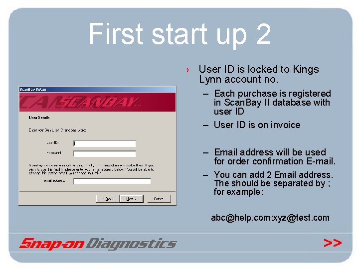 First start up 2 › User ID is locked to Kings Lynn account no.