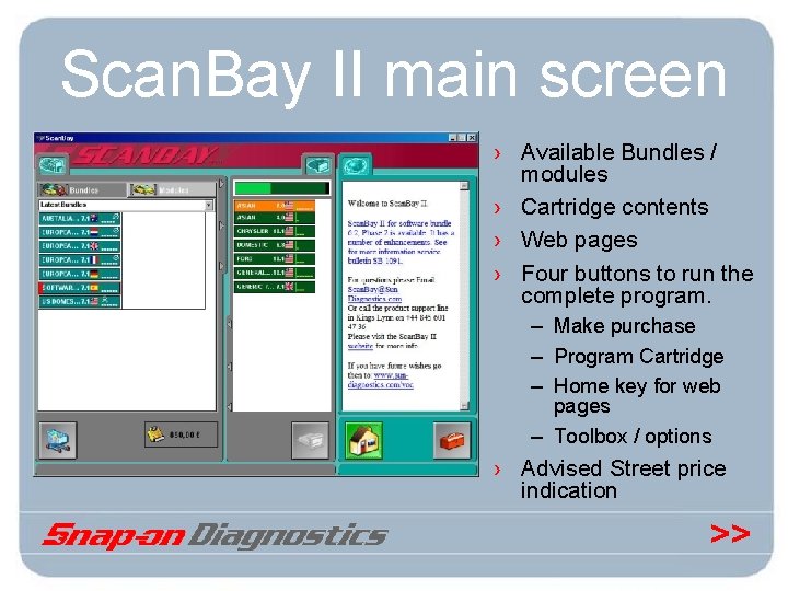 Scan. Bay II main screen › Available Bundles / modules › Cartridge contents ›