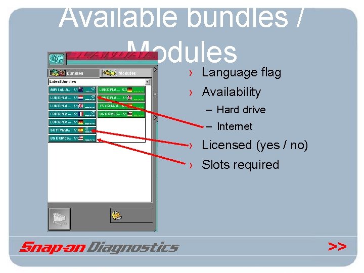 Available bundles / Modules › Language flag › Availability – Hard drive – Internet