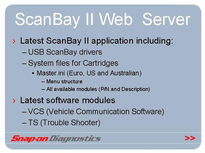 Scan. Bay II Web Server › Latest Scan. Bay II application including: – USB