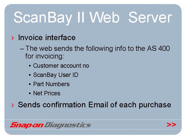 Scan. Bay II Web Server › Invoice interface – The web sends the following