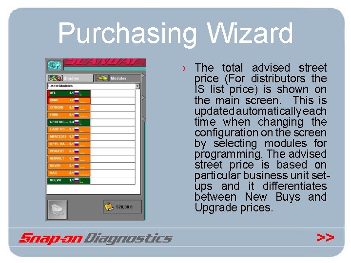 Purchasing Wizard › The total advised street price (For distributors the IS list price)