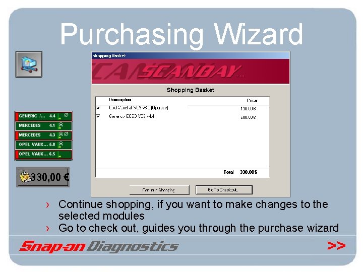 Purchasing Wizard 330, 00 € › Continue shopping, if you want to make changes