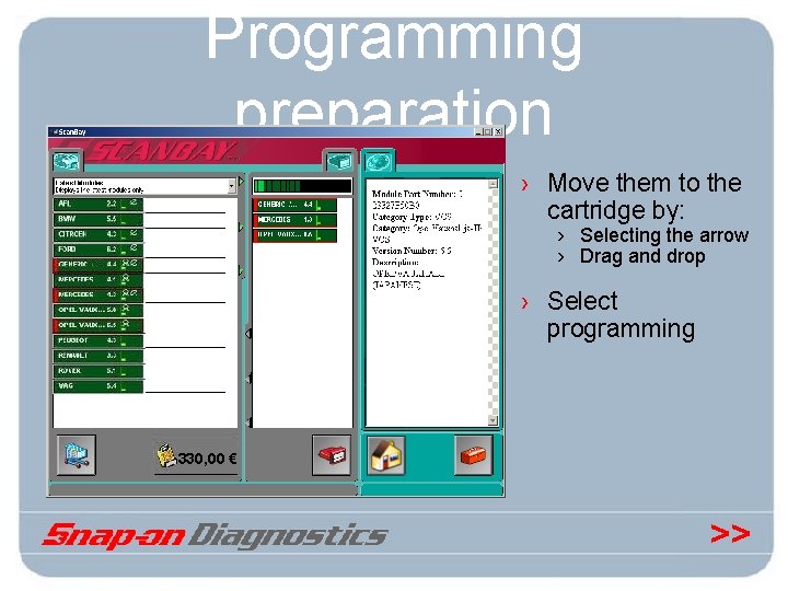 Programming preparation › Move them to the cartridge by: › Selecting the arrow ›
