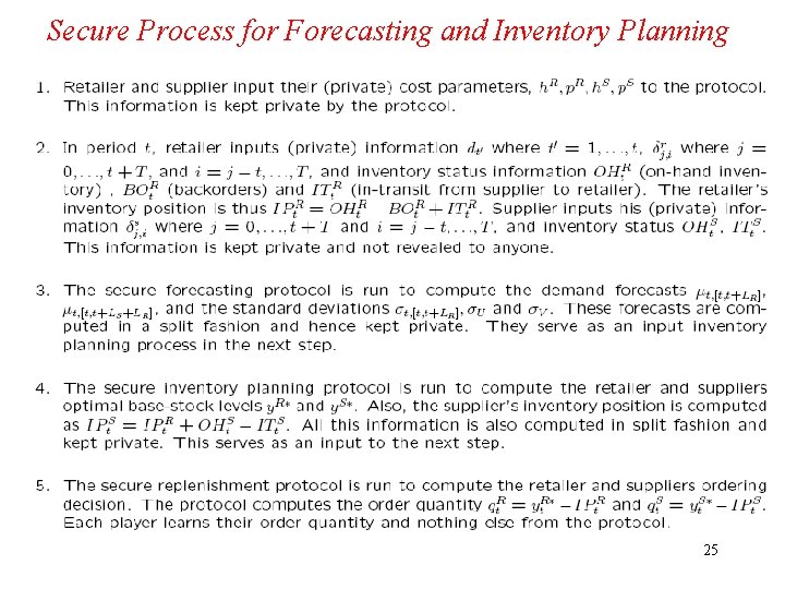 Secure Process for Forecasting and Inventory Planning 25 