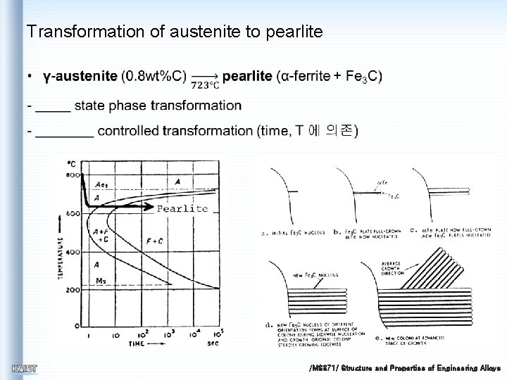 Transformation of austenite to pearlite /MS 371/ Structure and Properties of Engineering Alloys 