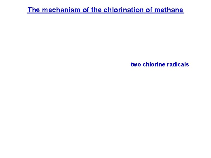 The mechanism of the chlorination of methane two chlorine radicals 