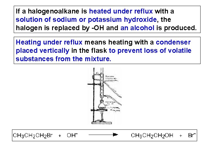 If a halogenoalkane is heated under reflux with a solution of sodium or potassium