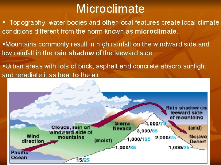 Microclimate § Topography, water bodies and other local features create local climate conditions different