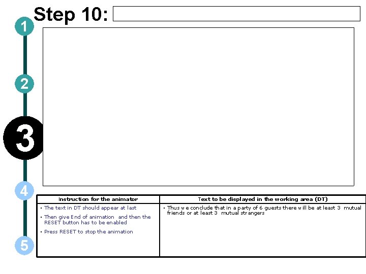 1 Step 10: 2 3 4 Instruction for the animator • The text in