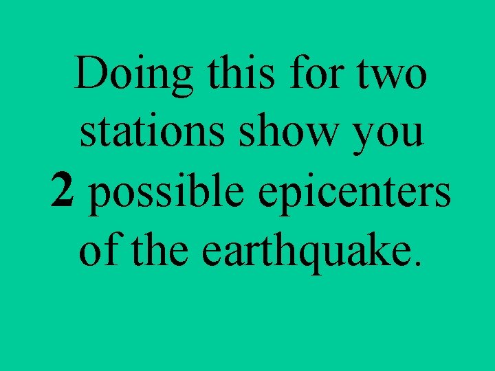 Doing this for two stations show you 2 possible epicenters of the earthquake. 