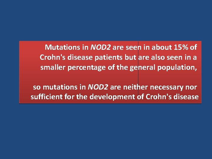 Mutations in NOD 2 are seen in about 15% of Crohn's disease patients but