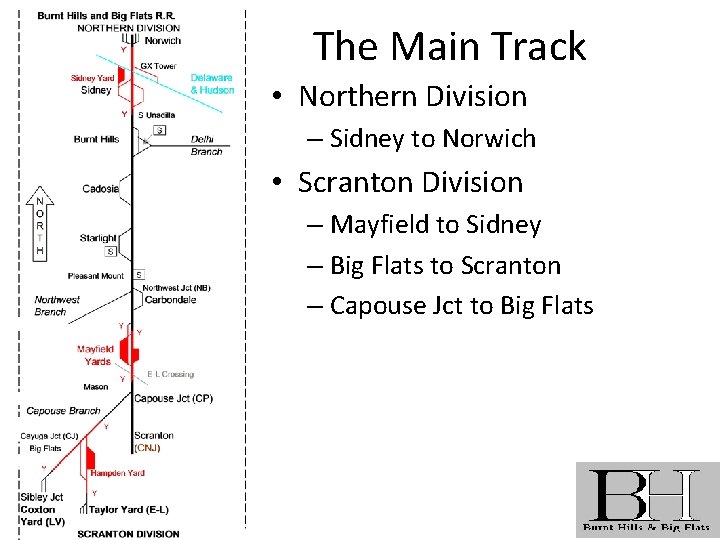 The Main Track • Northern Division – Sidney to Norwich • Scranton Division –