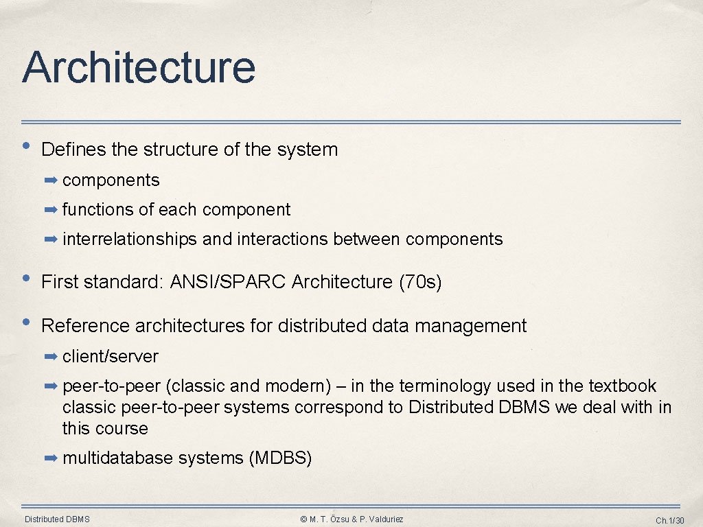 Architecture • Defines the structure of the system ➡ components ➡ functions of each