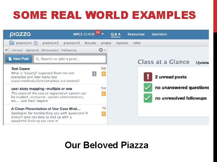 SOME REAL WORLD EXAMPLES Our Beloved Piazza 