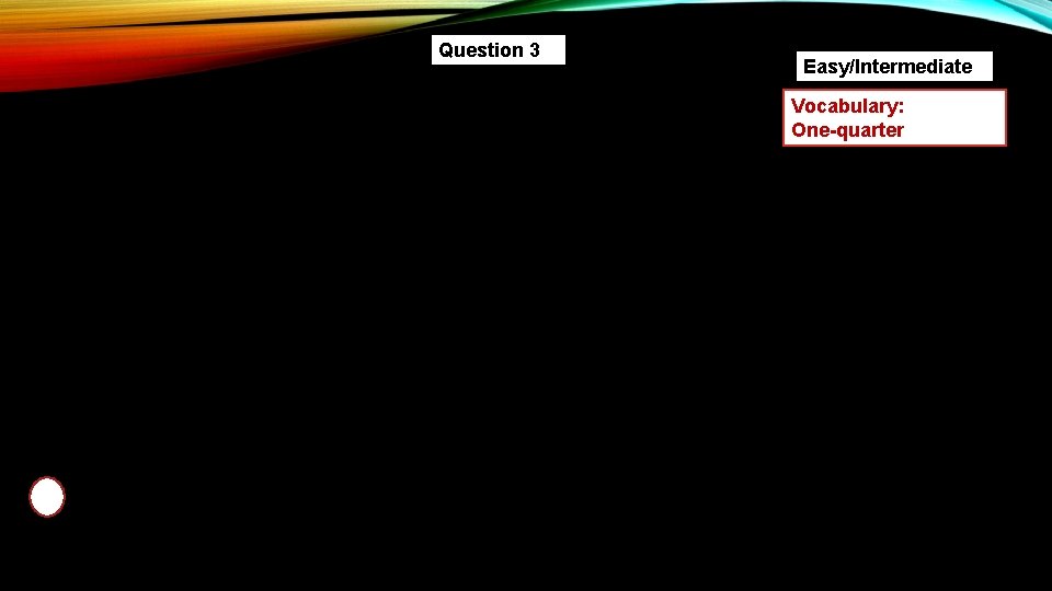 Question 3 Easy/Intermediate Vocabulary: One-quarter 