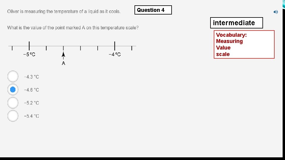 Question 4 intermediate Vocabulary: Measuring Value scale 