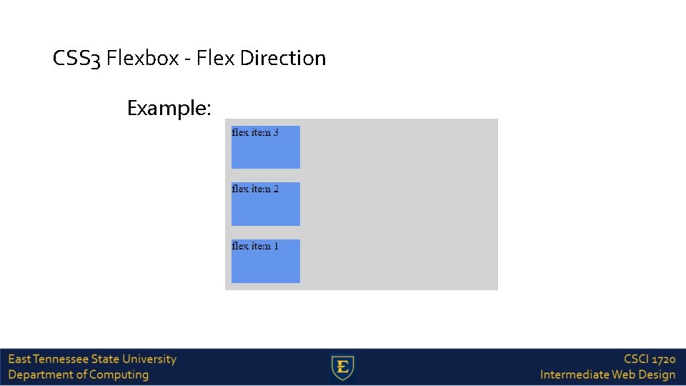 CSS 3 Flexbox - Flex Direction Example: 