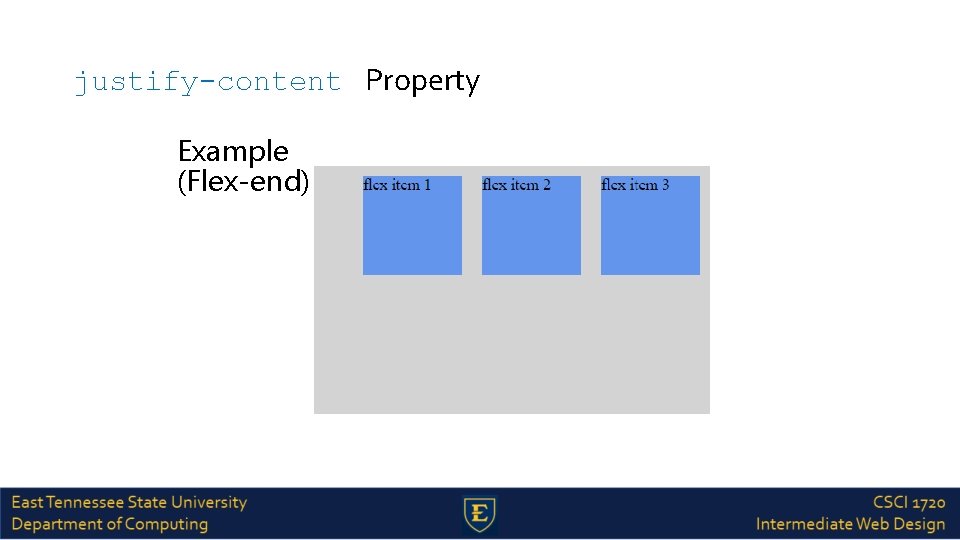 justify-content Property Example (Flex-end): 