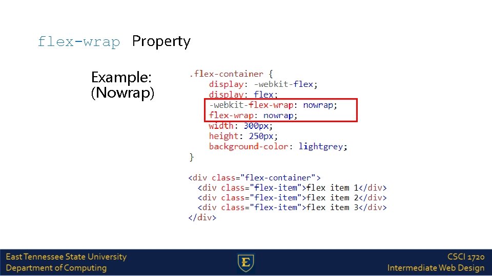 flex-wrap Property Example: (Nowrap) 