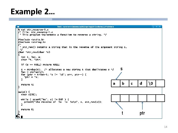 Example 2… s a b t c d � ptr 14 