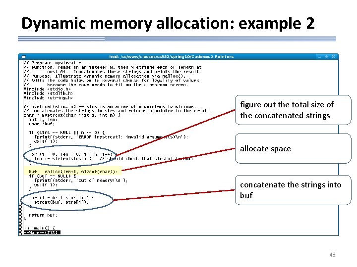 Dynamic memory allocation: example 2 figure out the total size of the concatenated strings