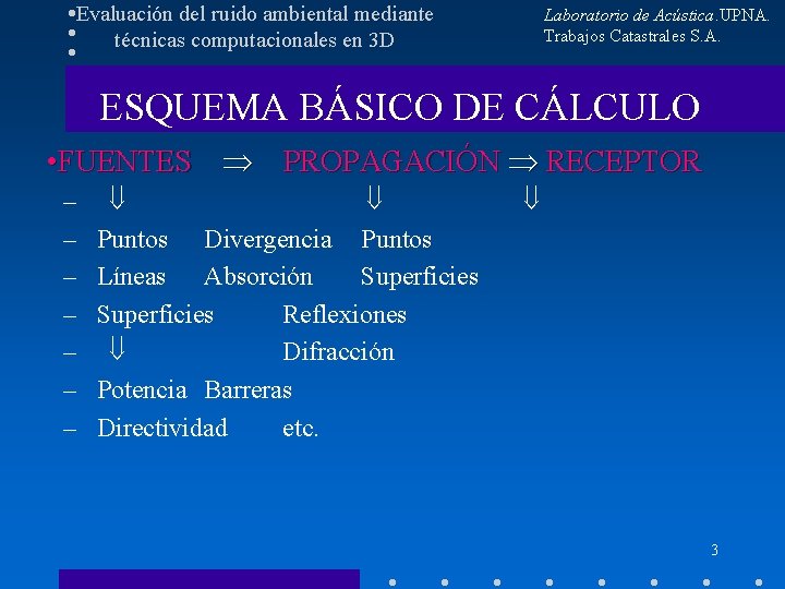 Evaluación del ruido ambiental mediante técnicas computacionales en 3 D Laboratorio de Acústica. UPNA.