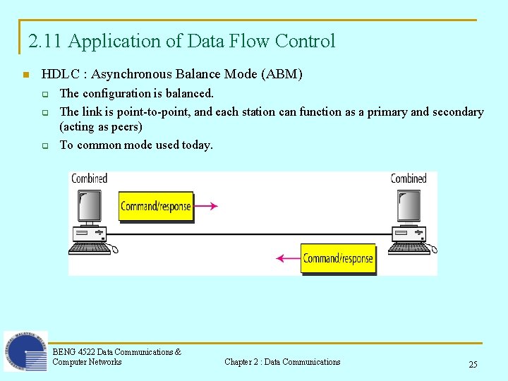 2. 11 Application of Data Flow Control n HDLC : Asynchronous Balance Mode (ABM)