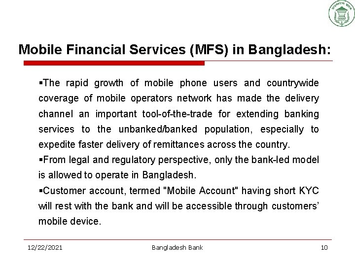 Mobile Financial Services (MFS) in Bangladesh: §The rapid growth of mobile phone users and