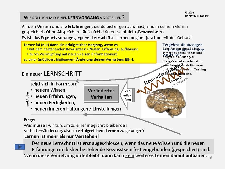 © 2014 Gernot Mühlbacher WIE SOLL ICH MIR EINENLERNVORGANG VORSTELLEN? All dein Wissen und