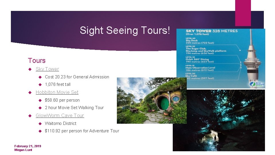 Sight Seeing Tours! Tours Sky Tower Cost 20. 23 for General Admission 1, 076